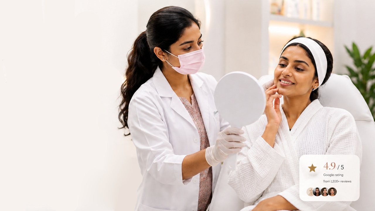 A clinician reviewing skin results with a patient at Kremlin Aesthetics, Chromepet, Chennai