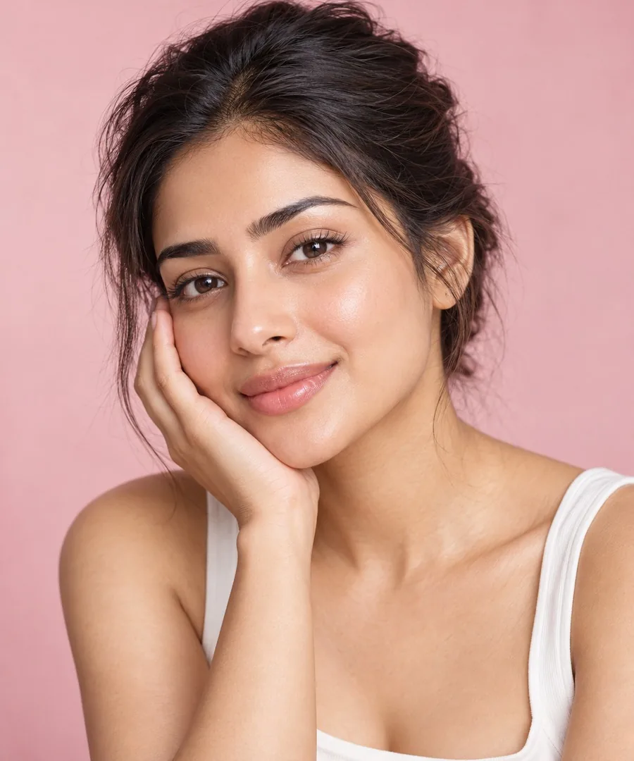 A woman with glowing, hydrated skin after a HydraFacial at Kremlin Aesthetics