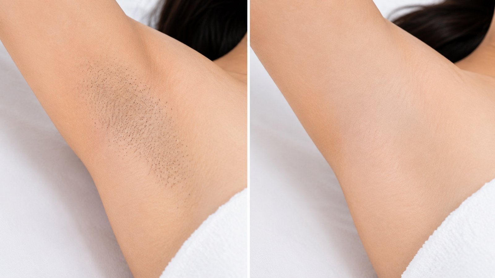Underarm before and after laser hair removal