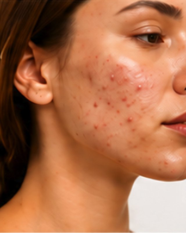 Jawline acne of the pattern PCOS often produces