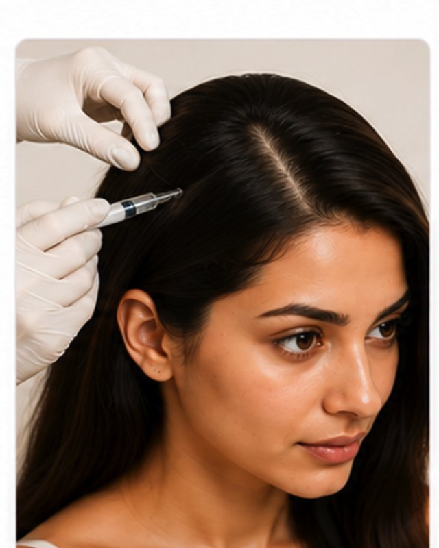 PRP being injected into the scalp