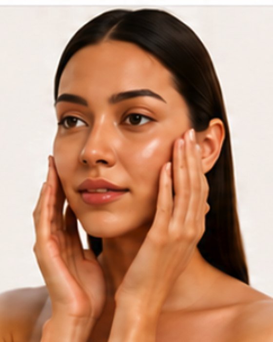 A patient's face being assessed for pigmentation